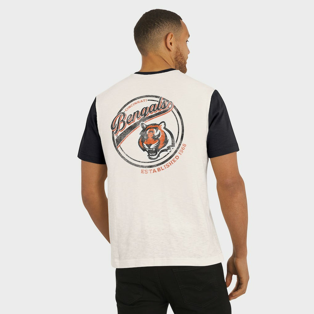 Cincinnati Bengals Darius Rucker Collection Henley Colorblock Slub Pocket T-Shirt Cream | Fanatics