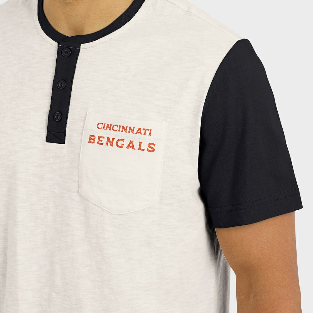 Cincinnati Bengals Darius Rucker Collection Henley Colorblock Slub Pocket T-Shirt Cream | Fanatics