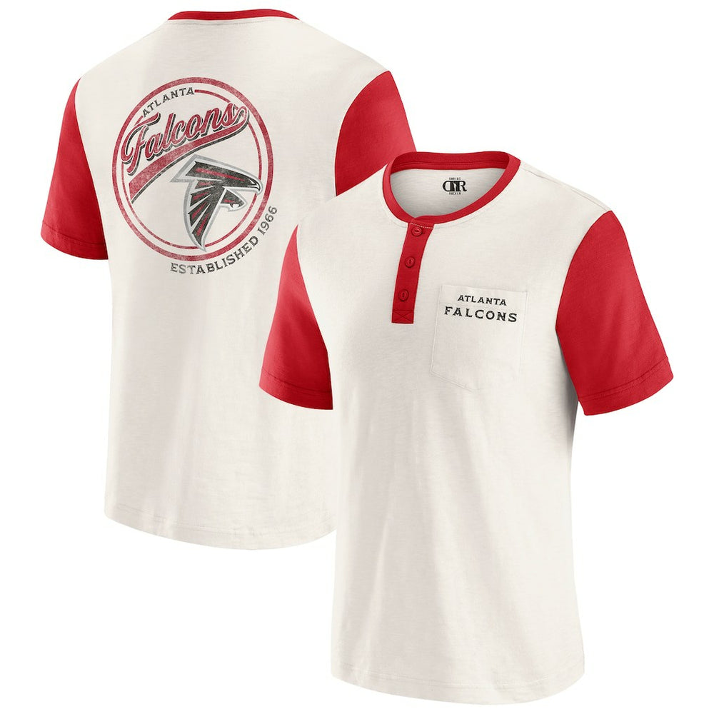 Atlanta Falcons Darius Rucker Collection Henley Colorblock Slub Pocket T-Shirt Cream | Fanatics