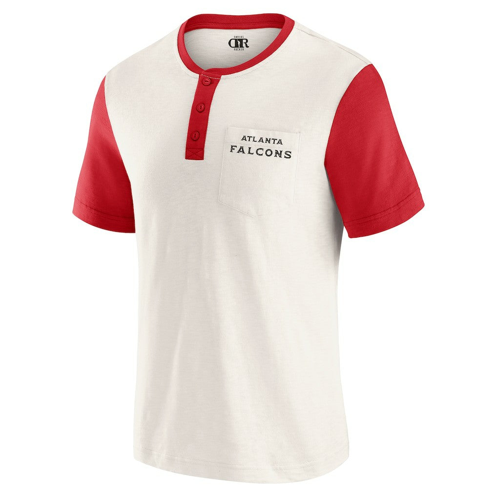 Atlanta Falcons Darius Rucker Collection Henley Colorblock Slub Pocket T-Shirt Cream | Fanatics