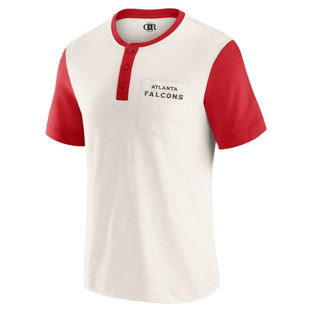 Atlanta Falcons Darius Rucker Collection Henley Colorblock Slub Pocket T-Shirt Cream | Fanatics