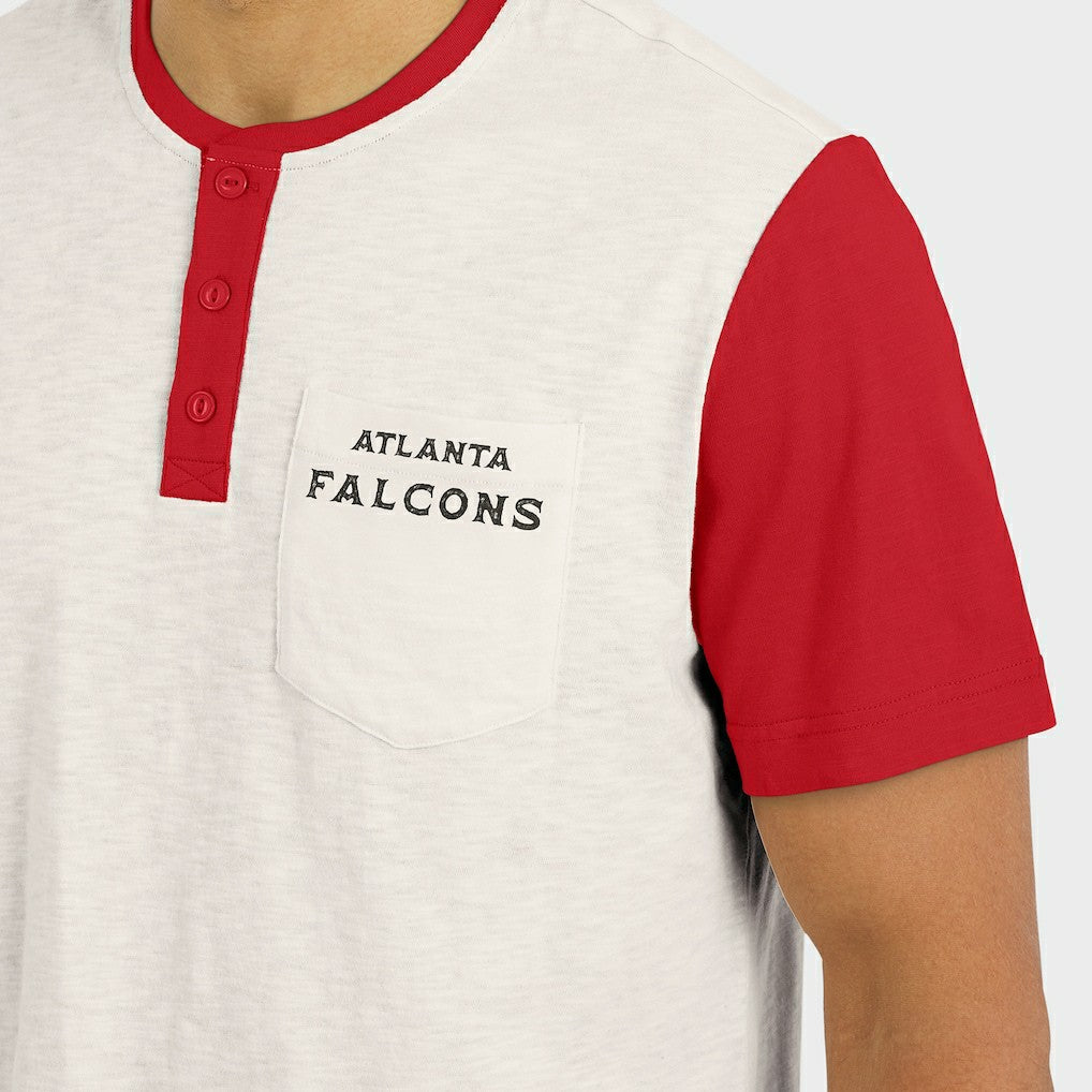 Atlanta Falcons Darius Rucker Collection Henley Colorblock Slub Pocket T-Shirt Cream | Fanatics