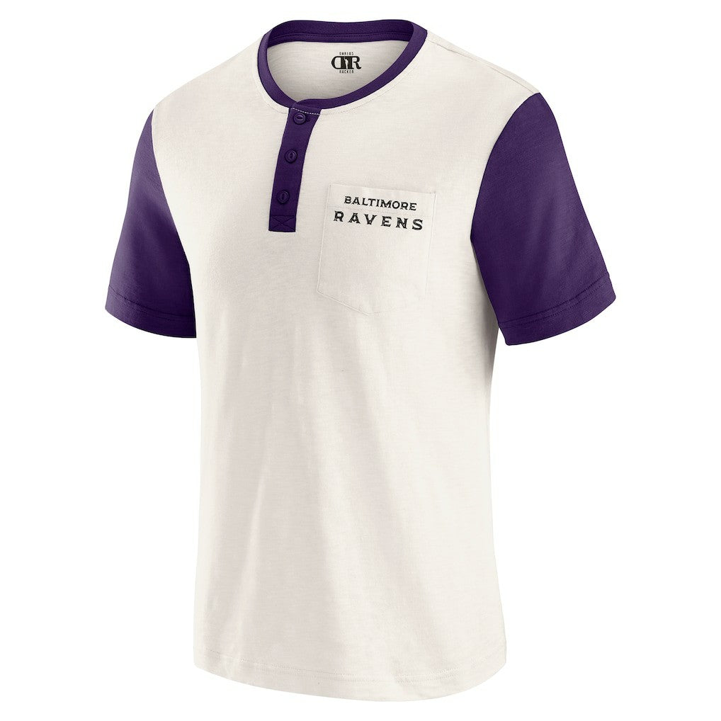 Baltimore Ravens Darius Rucker Collection Henley Colorblock Slub Pocket T-Shirt Cream | Fanatics