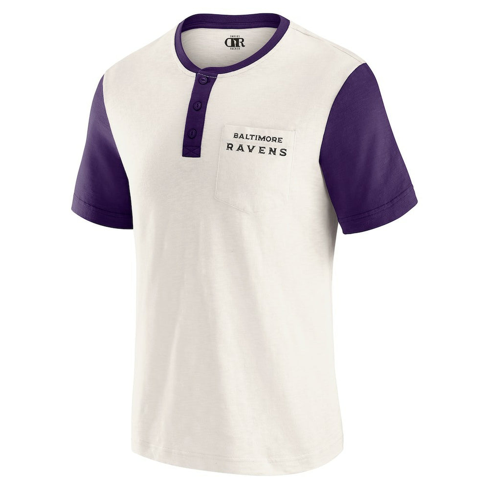 Baltimore Ravens Darius Rucker Collection Henley Colorblock Slub Pocket T-Shirt Cream | Fanatics