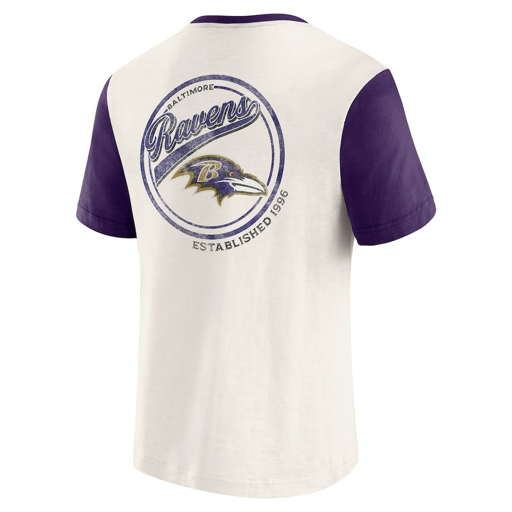 Baltimore Ravens Darius Rucker Collection Henley Colorblock Slub Pocket T-Shirt Cream | Fanatics