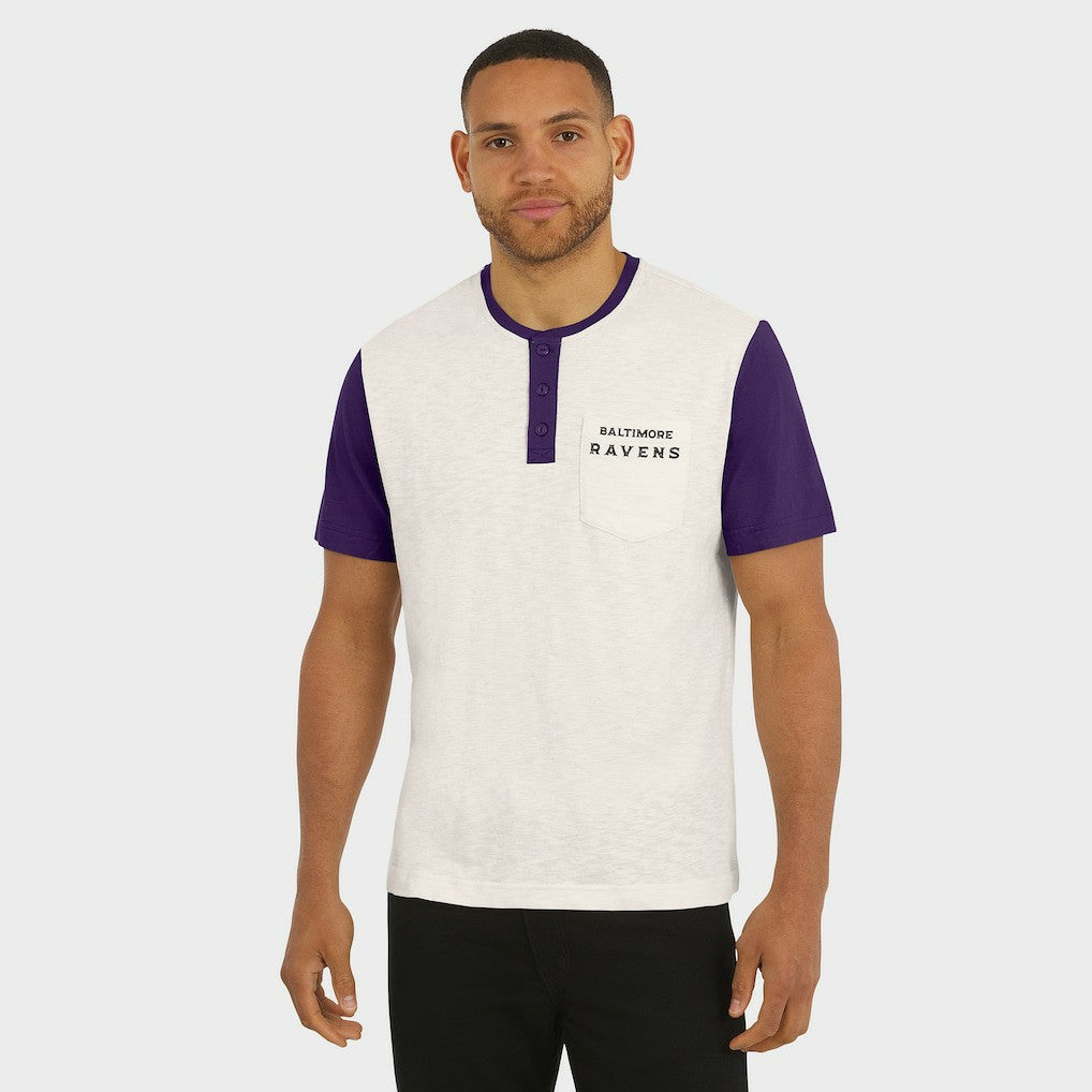 Baltimore Ravens Darius Rucker Collection Henley Colorblock Slub Pocket T-Shirt Cream | Fanatics