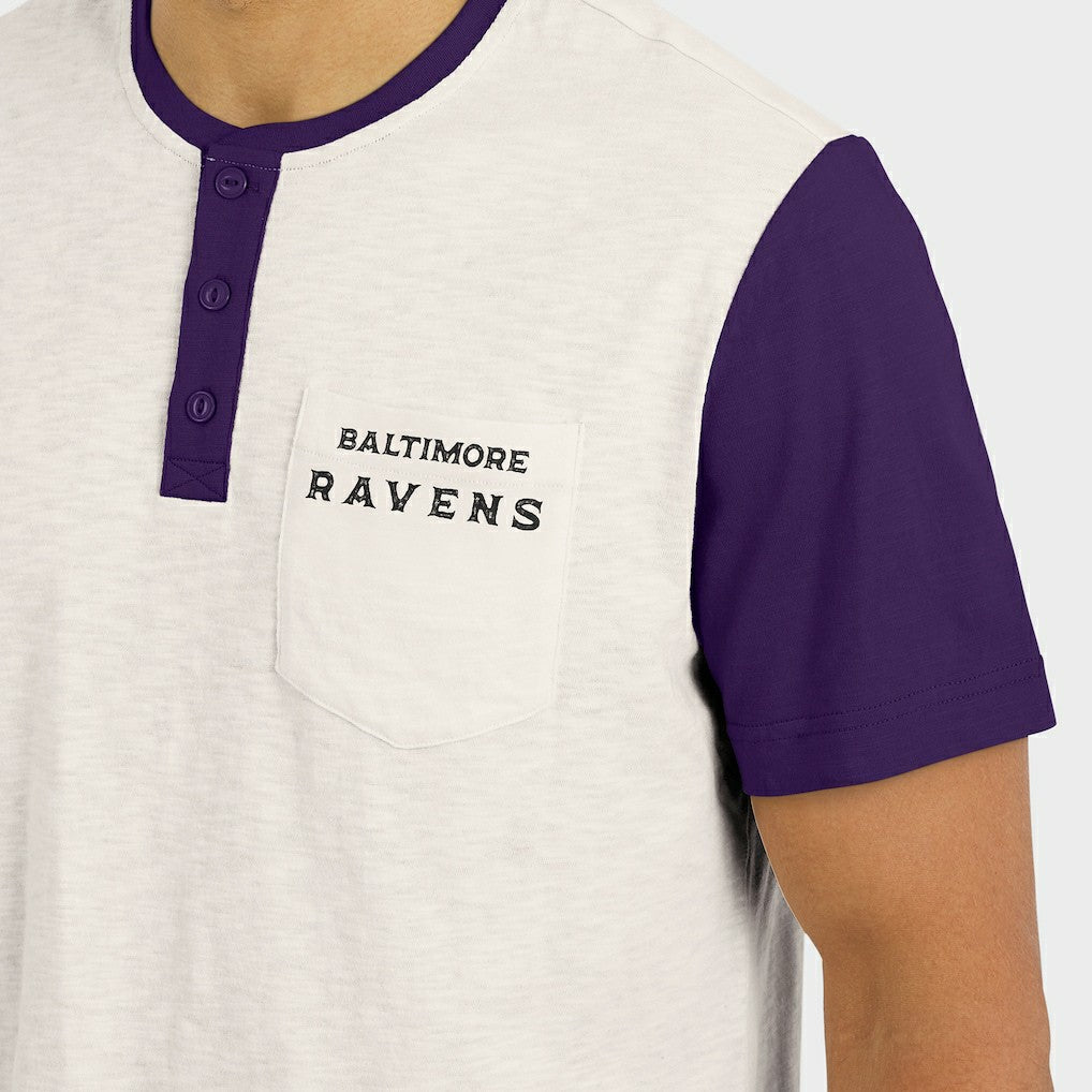 Baltimore Ravens Darius Rucker Collection Henley Colorblock Slub Pocket T-Shirt Cream | Fanatics