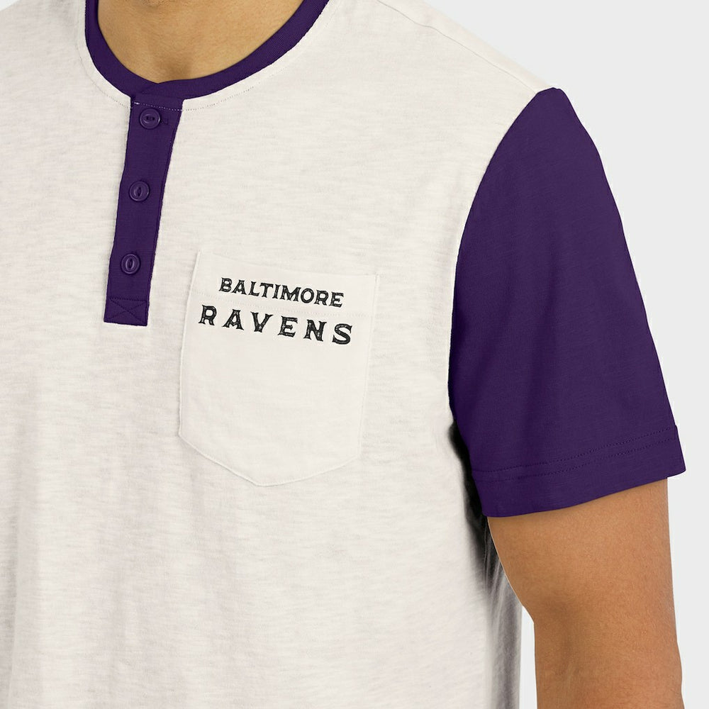 Baltimore Ravens Darius Rucker Collection Henley Colorblock Slub Pocket T-Shirt Cream | Fanatics