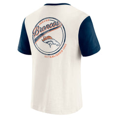 Denver Broncos Darius Rucker Collection Henley Colorblock Slub Pocket T-Shirt Cream | Fanatics