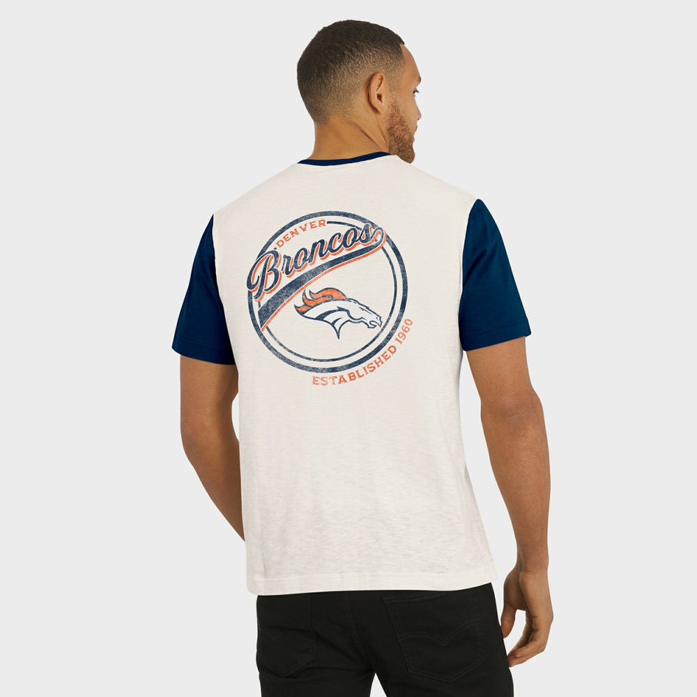 Denver Broncos Darius Rucker Collection Henley Colorblock Slub Pocket T-Shirt Cream | Fanatics