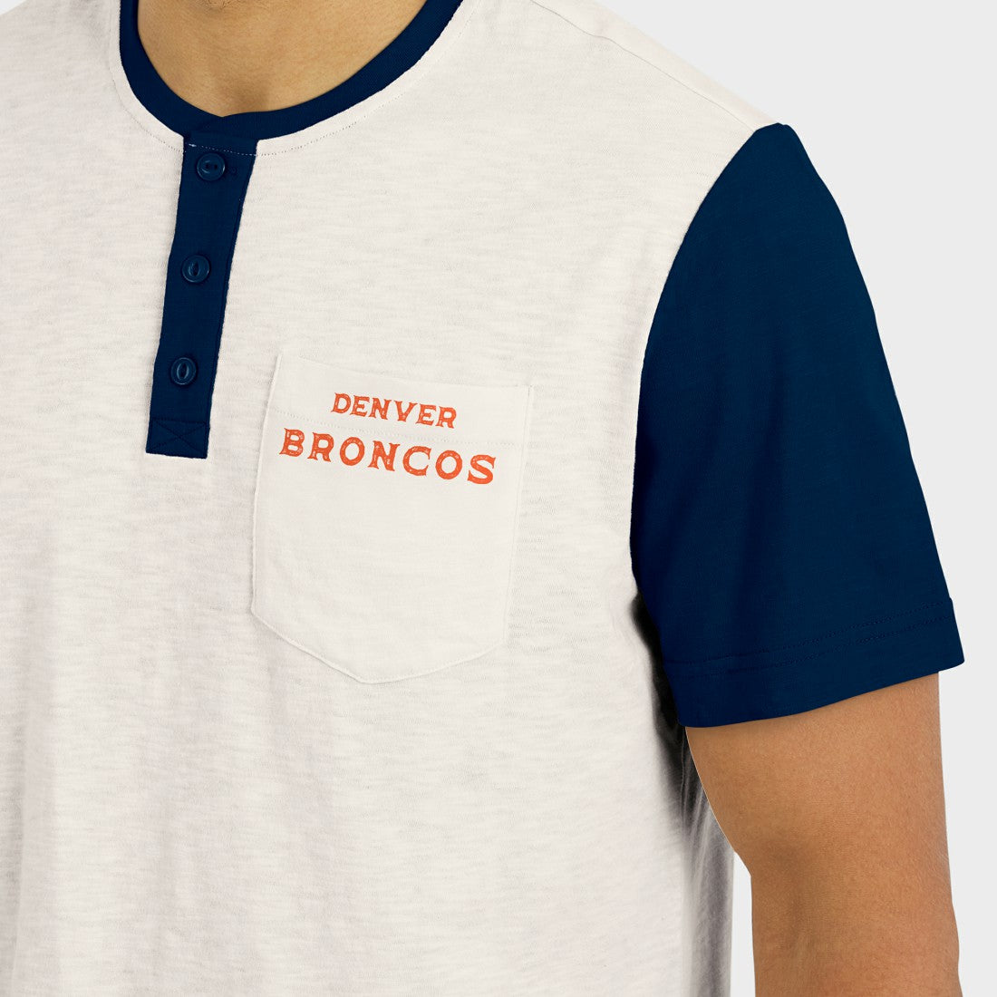 Denver Broncos Darius Rucker Collection Henley Colorblock Slub Pocket T-Shirt Cream | Fanatics
