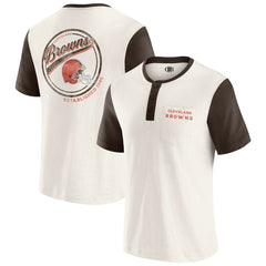 Cleveland Browns Darius Rucker Collection Henley Colorblock Slub Pocket T-Shirt Cream | Fanatics