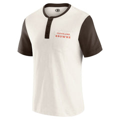 Cleveland Browns Darius Rucker Collection Henley Colorblock Slub Pocket T-Shirt Cream | Fanatics