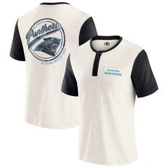 Carolina Panthers Darius Rucker Collection Henley Colorblock Slub Pocket T-Shirt Cream | Fanatics