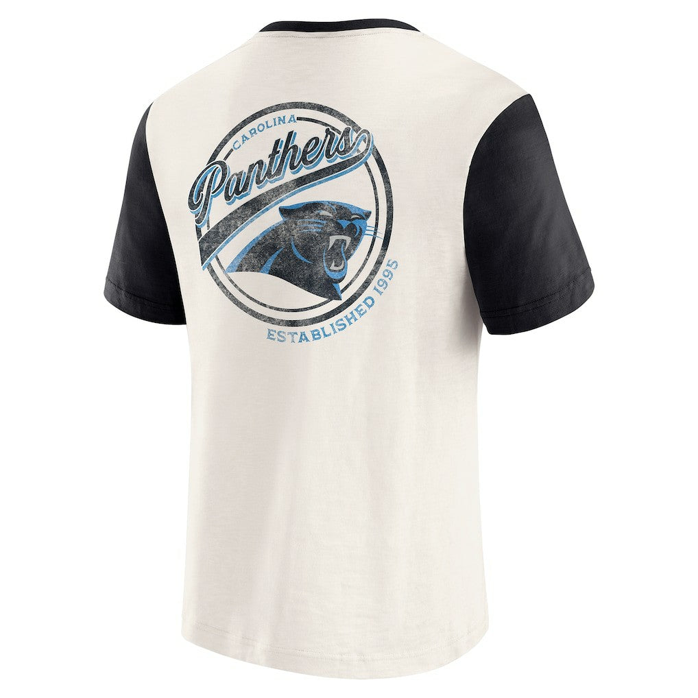Carolina Panthers Darius Rucker Collection Henley Colorblock Slub Pocket T-Shirt Cream | Fanatics
