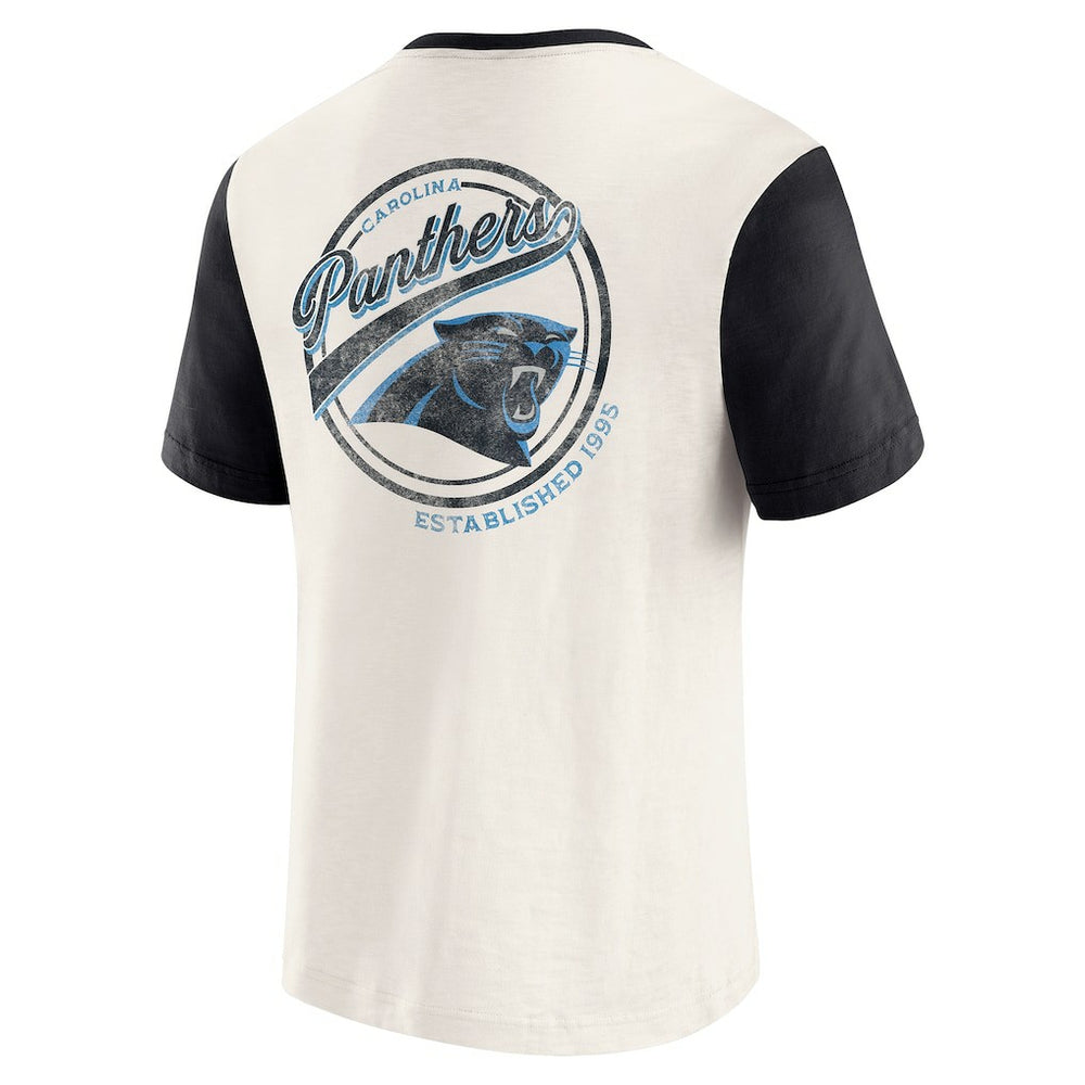 Carolina Panthers Darius Rucker Collection Henley Colorblock Slub Pocket T-Shirt Cream | Fanatics