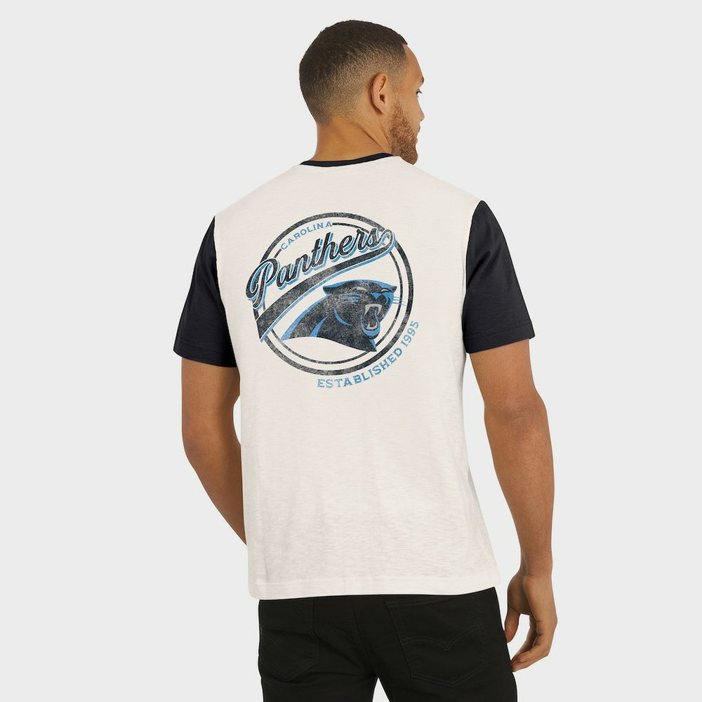 Carolina Panthers Darius Rucker Collection Henley Colorblock Slub Pocket T-Shirt Cream | Fanatics