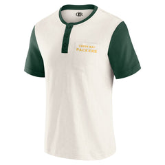 Green Bay Packers Darius Rucker Collection Henley Colorblock Slub Pocket T-Shirt Cream | Fanatics