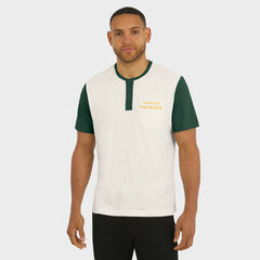 Green Bay Packers Darius Rucker Collection Henley Colorblock Slub Pocket T-Shirt Cream | Fanatics