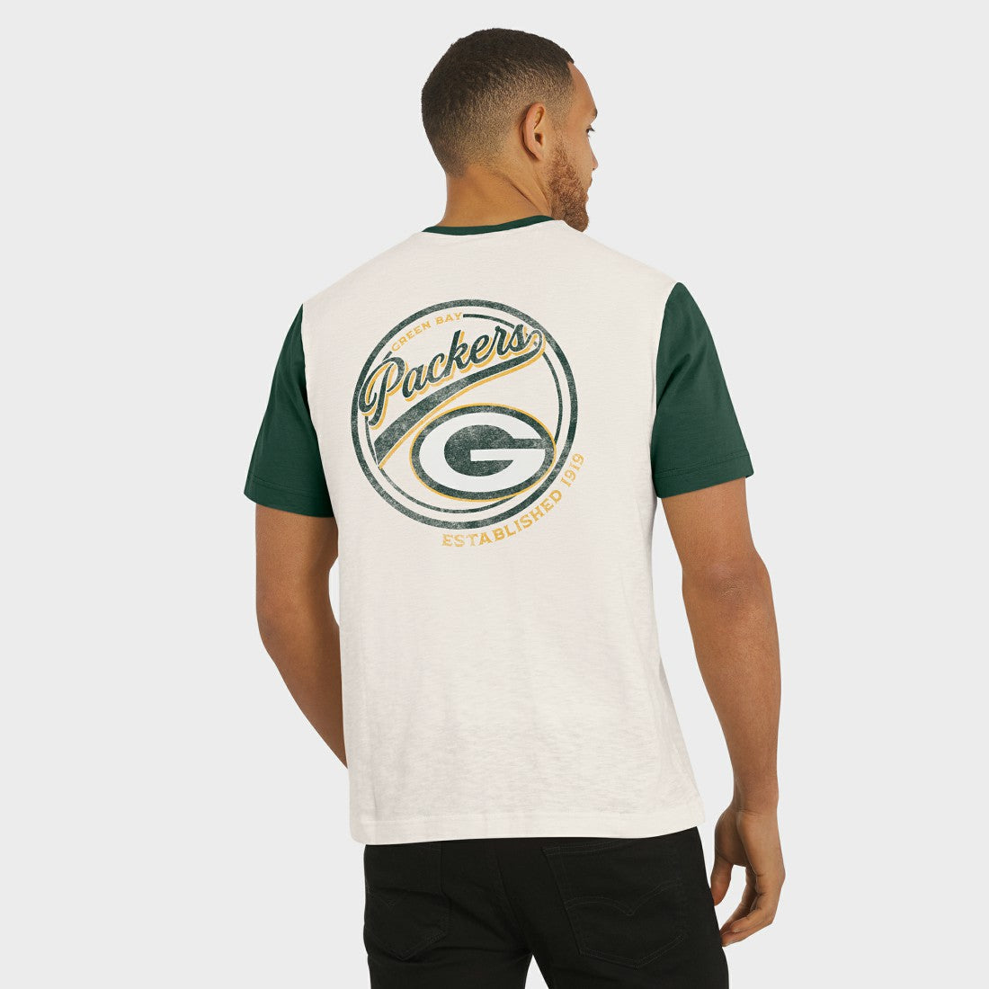 Green Bay Packers Darius Rucker Collection Henley Colorblock Slub Pocket T-Shirt Cream | Fanatics