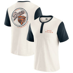 Chicago Bears Darius Rucker Collection Henley Colorblock Slub Pocket T-Shirt Cream | Fanatics