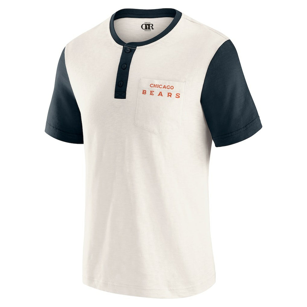 Chicago Bears Darius Rucker Collection Henley Colorblock Slub Pocket T-Shirt Cream | Fanatics