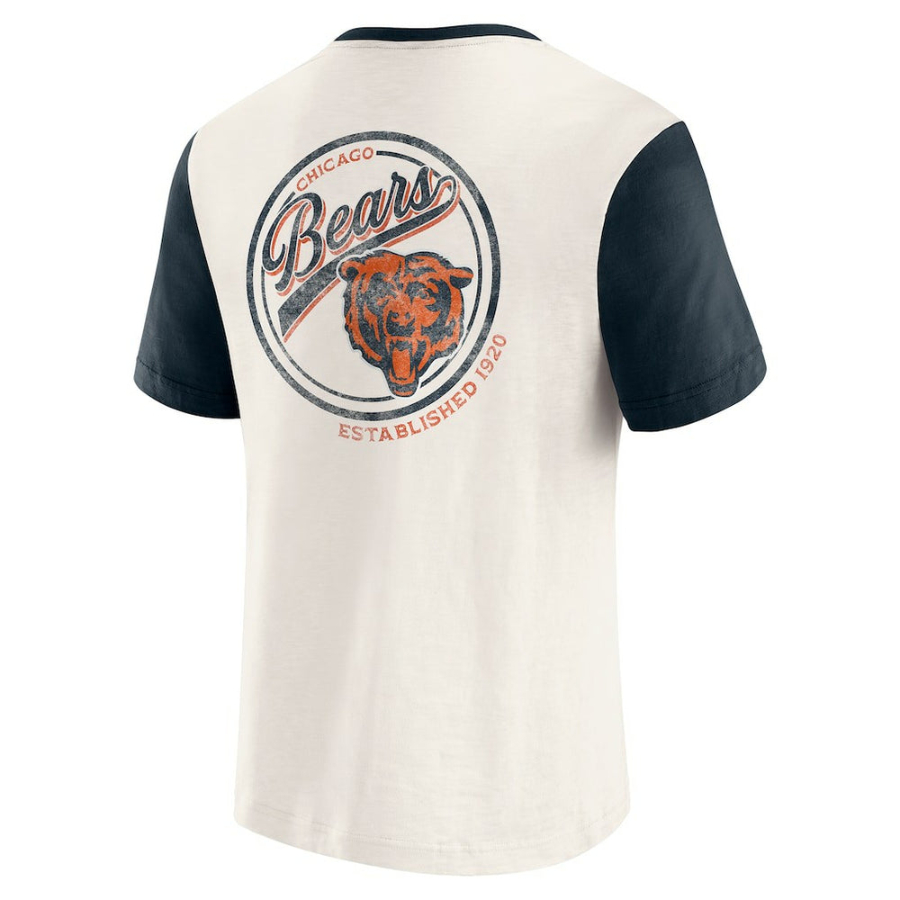 Chicago Bears Darius Rucker Collection Henley Colorblock Slub Pocket T-Shirt Cream | Fanatics