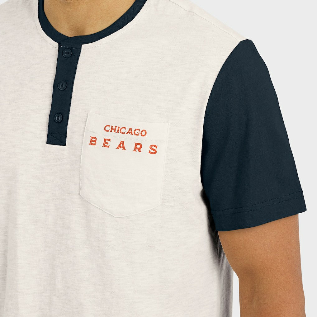 Chicago Bears Darius Rucker Collection Henley Colorblock Slub Pocket T-Shirt Cream | Fanatics