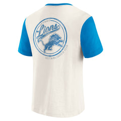 Detroit Lions Darius Rucker Collection Henley Colorblock Slub Pocket T-Shirt Cream | Fanatics