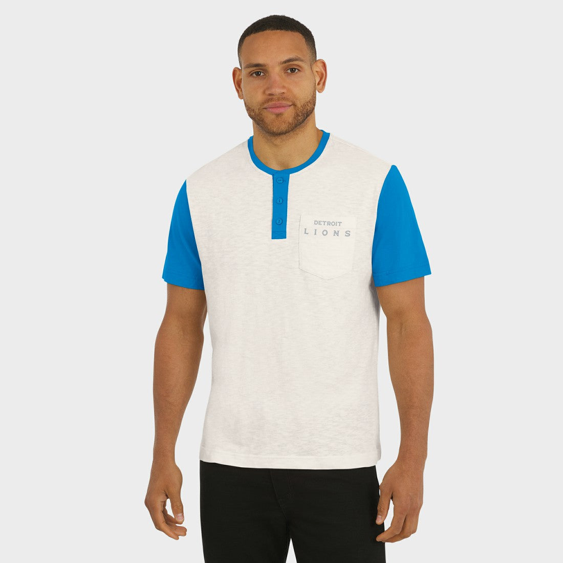 Detroit Lions Darius Rucker Collection Henley Colorblock Slub Pocket T-Shirt Cream | Fanatics
