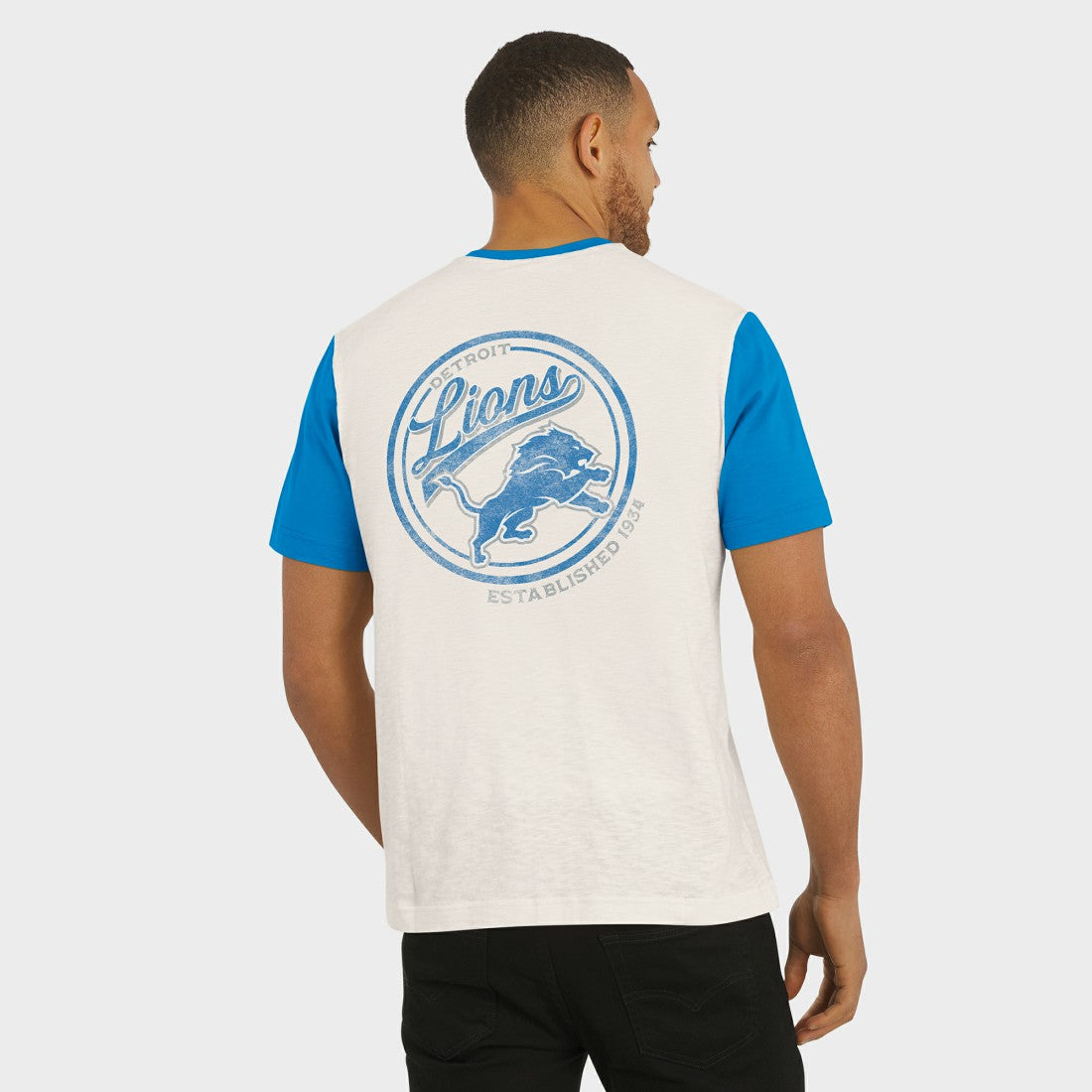 Detroit Lions Darius Rucker Collection Henley Colorblock Slub Pocket T-Shirt Cream | Fanatics