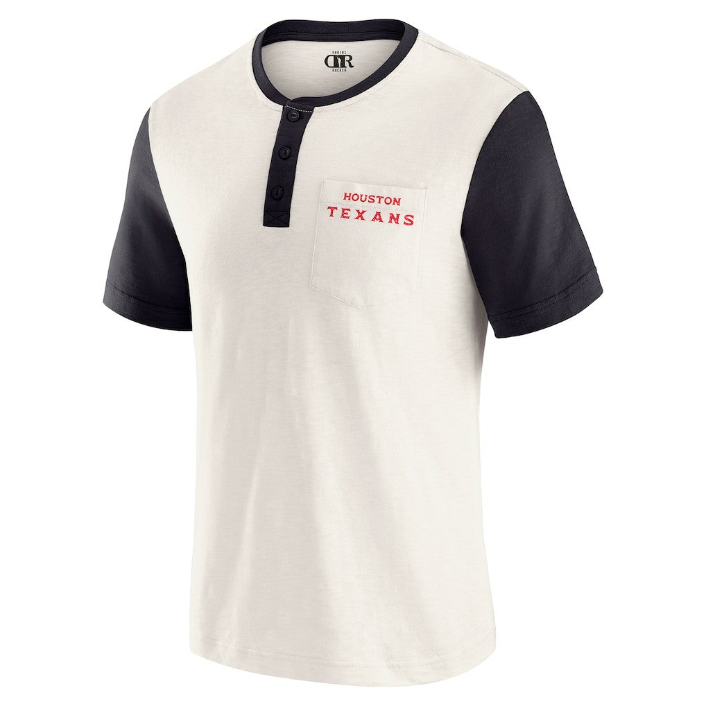 Houston Texans Darius Rucker Collection Henley Colorblock Slub Pocket T-Shirt Cream | Fanatics