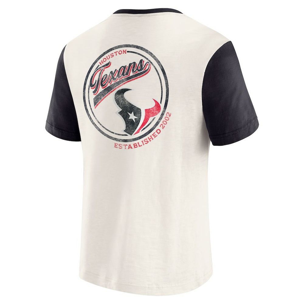 Houston Texans Darius Rucker Collection Henley Colorblock Slub Pocket T-Shirt Cream | Fanatics