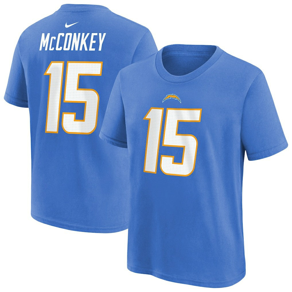 Ladd McConkey Los Angeles Chargers Youth Player Name & Number T-Shirt Powder Blue | Nike for Sale