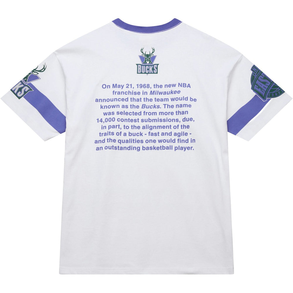 Milwaukee Bucks Unisex Hardwood Classics Vintage Team Origins Premium T-Shirt White - NBA