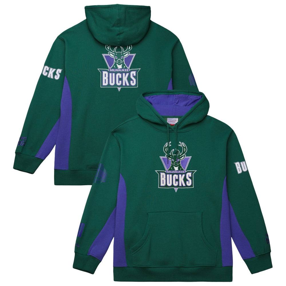Milwaukee Bucks Hardwood Classics Team Origins Fleece Pullover Hoodie Hunter Green - NBA