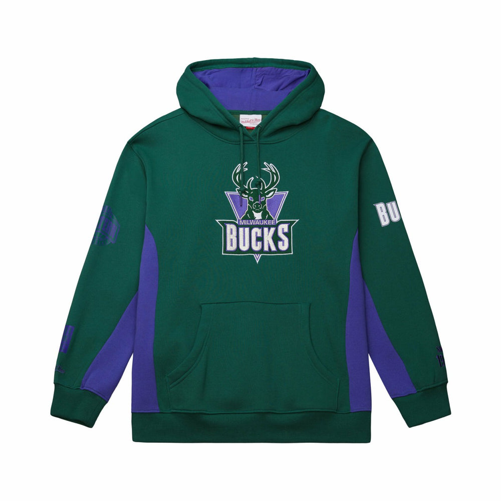 Milwaukee Bucks Hardwood Classics Team Origins Fleece Pullover Hoodie Hunter Green - NBA