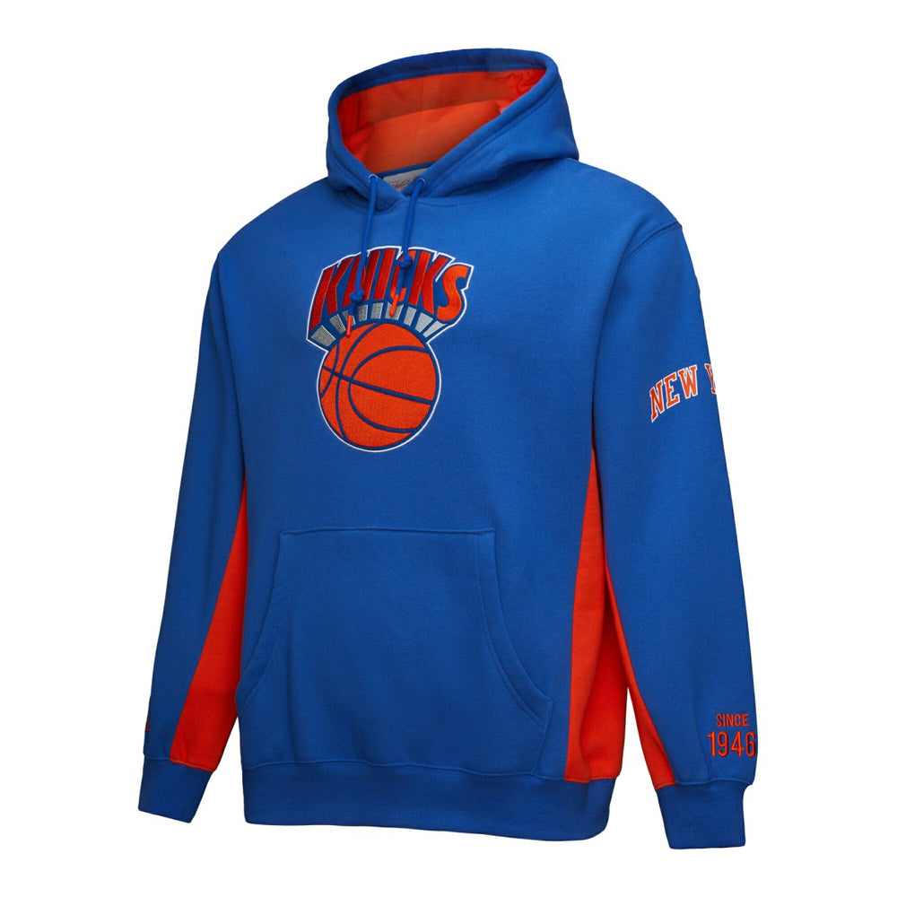 New York Knicks Hardwood Classics Team Origins Fleece Pullover Hoodie Blue - NBA