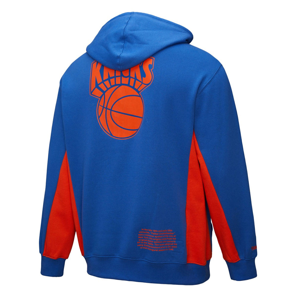 New York Knicks Hardwood Classics Team Origins Fleece Pullover Hoodie Blue - NBA