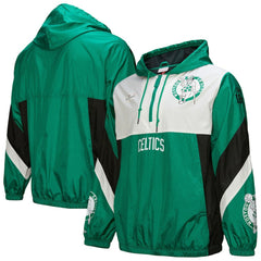 Boston Celtics Hardwood Classics Team Origins Anorak Quarter-Zip Windbreaker Jacket Kelly Green - NBA