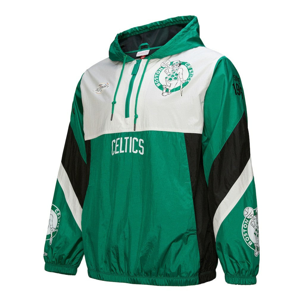 Boston Celtics Hardwood Classics Team Origins Anorak Quarter-Zip Windbreaker Jacket Kelly Green - NBA