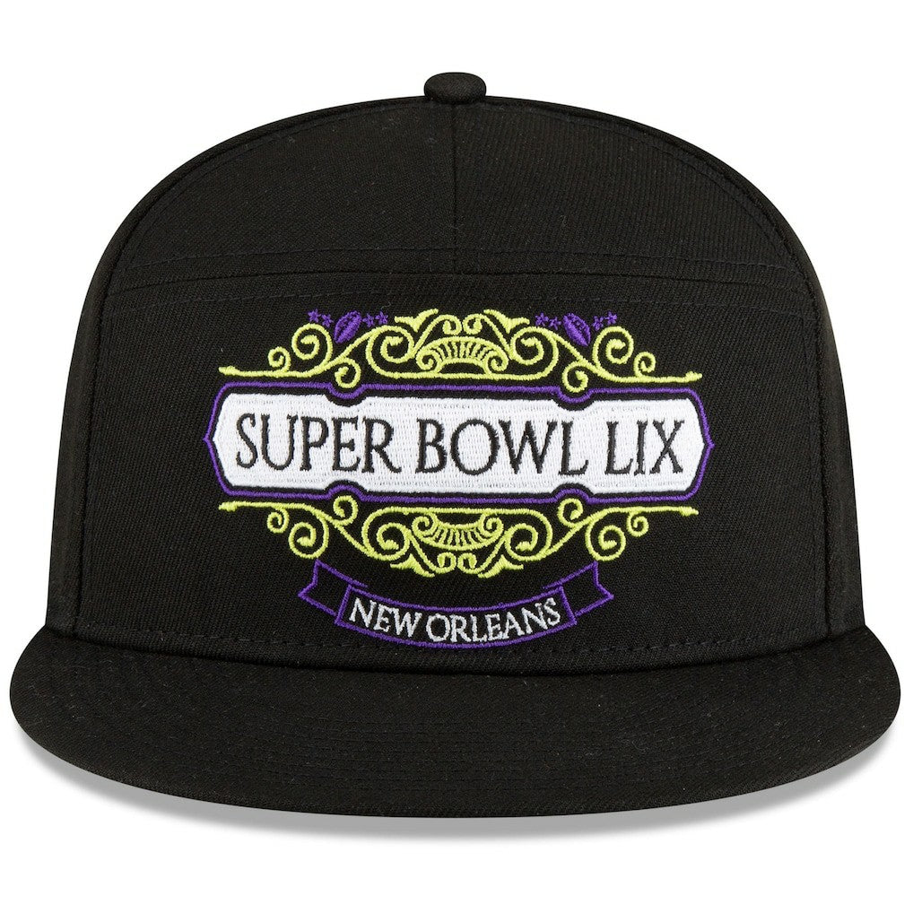 Philadelphia Eagles New Era Super Bowl LIX Tarmac Split Panel 9FIFTY Snapback Hat Black | NFL