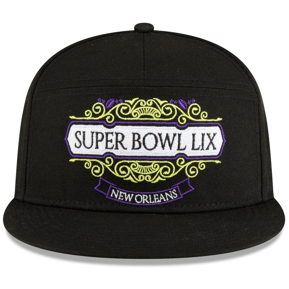 Philadelphia Eagles New Era Super Bowl LIX Tarmac Split Panel 9FIFTY Snapback Hat Black | NFL