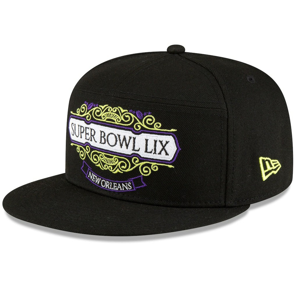 Philadelphia Eagles New Era Super Bowl LIX Tarmac Split Panel 9FIFTY Snapback Hat Black | NFL