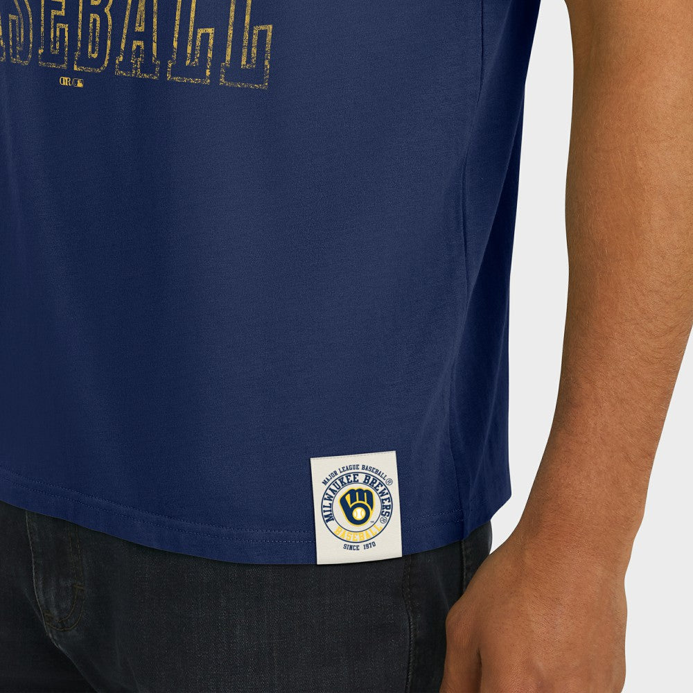 Milwaukee Brewers Darius Rucker Collection by Fanatics Distressed Sleeve Stripe T-Shirt - MLB