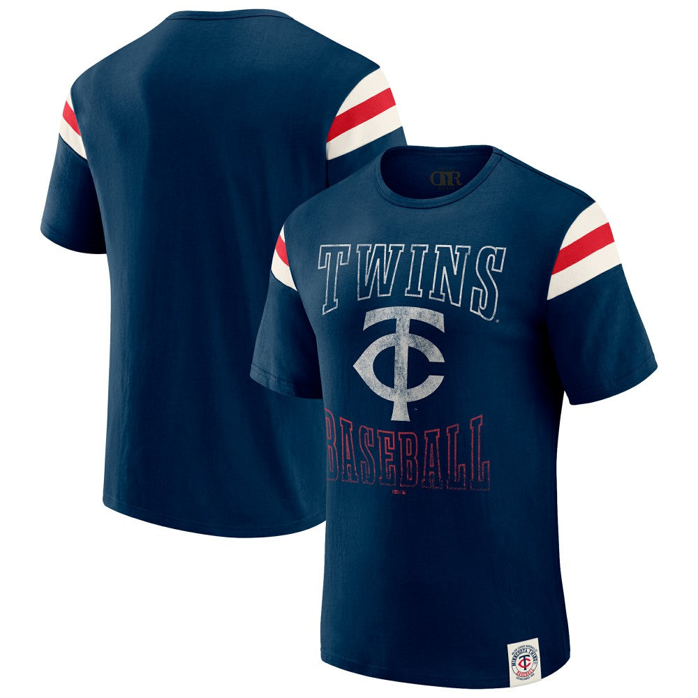Minnesota Twins Darius Rucker Collection by Fanatics Distressed Sleeve Stripe T-Shirt - MLB