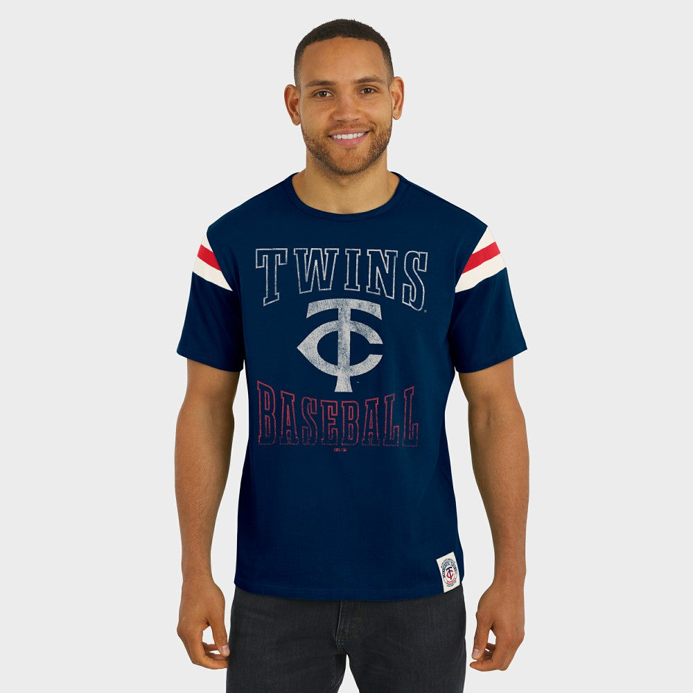 Minnesota Twins Darius Rucker Collection by Fanatics Distressed Sleeve Stripe T-Shirt - MLB