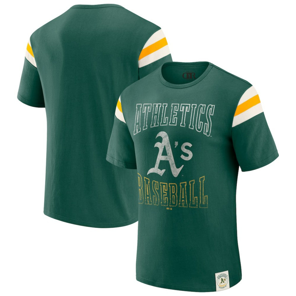 Athletics Darius Rucker Collection by Fanatics Distressed Sleeve Stripe T-Shirt - MLB