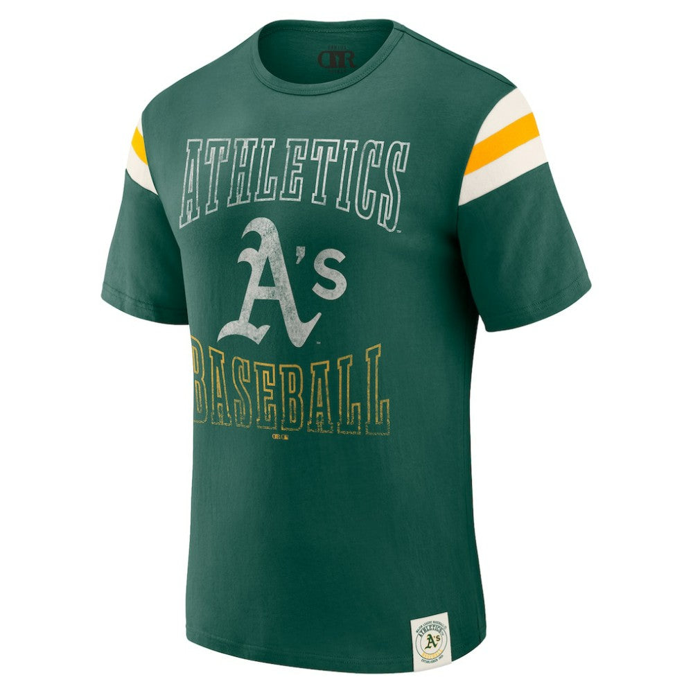 Athletics Darius Rucker Collection by Fanatics Distressed Sleeve Stripe T-Shirt - MLB