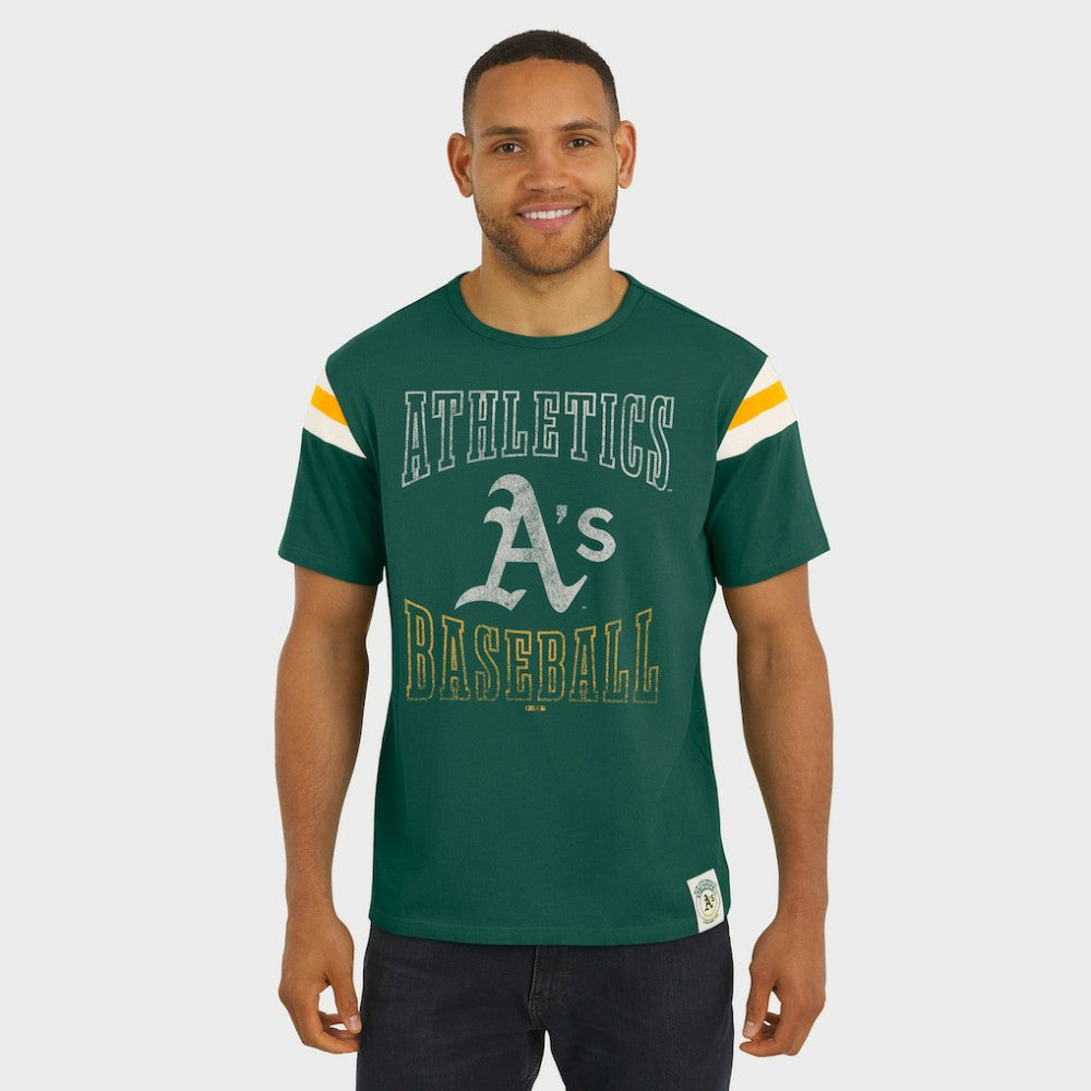 Athletics Darius Rucker Collection by Fanatics Distressed Sleeve Stripe T-Shirt - MLB
